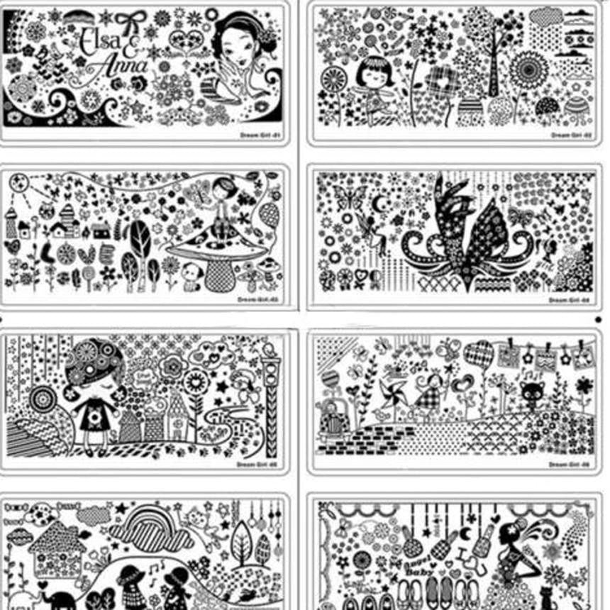 10 Styles Dream Girl Series Nail Stamp Stamping Image Steel Plate Print Nail Art Template DIY Polish Tools EF8
