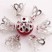 100 Pcs Silver Plated Flower Bead Caps Findings Filigree Flower Cup Shape 7mm Silver Bead Caps For Diy Jewelry Making EF8