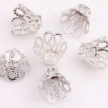 100 Pcs Silver Plated Flower Bead Caps Findings Filigree Flower Cup Shape 7mm Silver Bead Caps For Diy Jewelry Making EF8