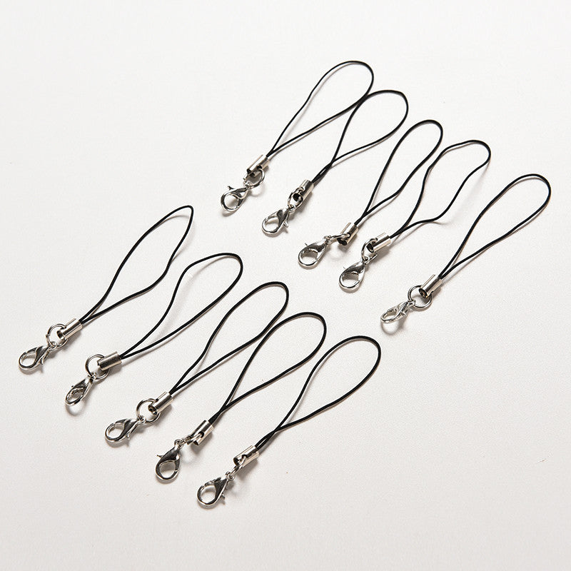 100 Pcs Black Cell Phone Lanyard Cords Strap Lariat Mobile Lobster Clasp EF8