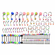 100Pcs Women Body Jewelry Eyebrow Navel Belly Lip Tongue Nose Piercing Bar Ring Jewelry EF8