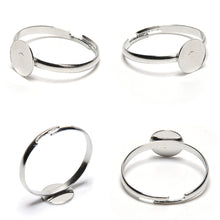 10PCS Dia 8mm Adjustable Silver Plated Flat Ring jewelry Findings Pad Bases Blanks Accessories EF8