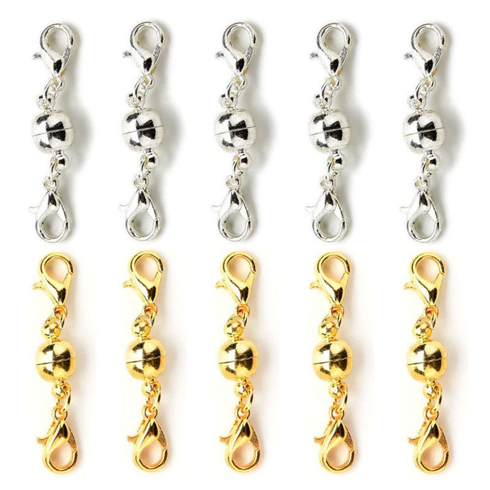 10PCS Silver Gold Plated Strong Paved Magnetic Clasps Jewelry Findings Magnetic Clasps Lobster Clasps for Necklace   Bracelets EF8