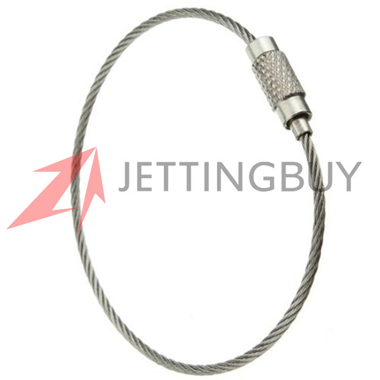 10PCS Stainless Steel Wire Key Ring Chain Keychain Pendant Loop Hiking Climbing Working Aloft Tool Steel Wire Chain Lock 15cm EF8