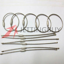 10PCS Stainless Steel Wire Key Ring Chain Keychain Pendant Loop Hiking Climbing Working Aloft Tool Steel Wire Chain Lock 15cm EF8