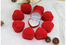 10Pcs Romantic Elegant Simplicity Durable Lid Open Red Heart Shape Ring Boxes Velvet   Flock Gift Boxes Jewelry Supplies EF8