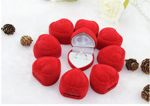 10Pcs Romantic Elegant Simplicity Durable Lid Open Red Heart Shape Ring Boxes Velvet   Flock Gift Boxes Jewelry Supplies EF8