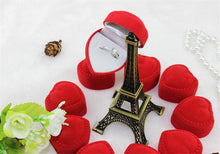 10Pcs Romantic Elegant Simplicity Durable Lid Open Red Heart Shape Ring Boxes Velvet   Flock Gift Boxes Jewelry Supplies EF8