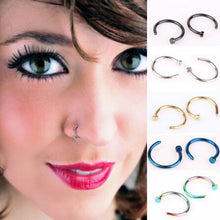 10pcs 5 Colors Nose Hoop Nose Rings Stainless Steel Body Piercing Jewelry Body Jewelry Drop Shipping EF8