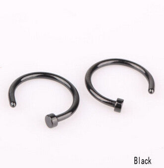 10pcs 5 Colors Nose Hoop Nose Rings Stainless Steel Body Piercing Jewelry Body Jewelry Drop Shipping EF8