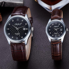 12 Styles Couple Lovers Watch Auto Date Calendar Quartz Movement Leather Strap Wristwatches Relogio Masculino EF8