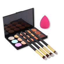 15 Colors Maquiagem Professional Concealer Palette Makeup Contour Palette 4pc Powder Brushes Sponge Blender EF8