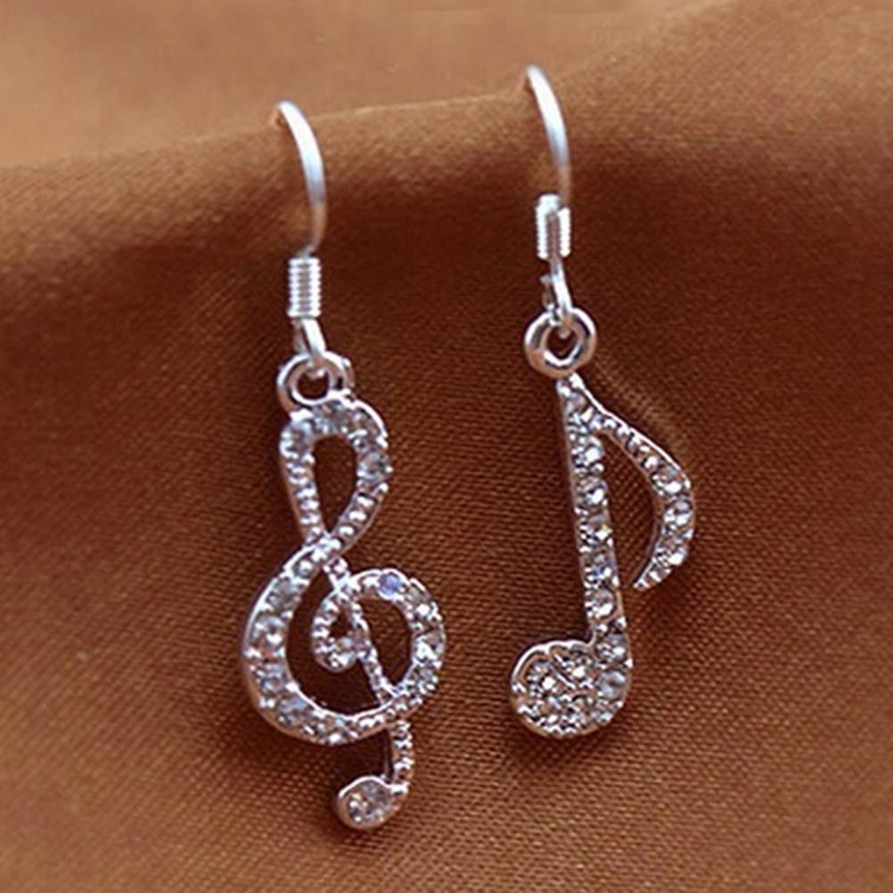 1Paor Womens Girls Trendy Fancy Treble Music Note Ear Hook Dangle Earring Charm Wedding Gift Jewelry EF8