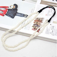 2 Layers Pearl Women Hair B  Womens Girls Elastic Pearl Hair Hoop Double Lovely Pearl Hair B  Headb  EF8