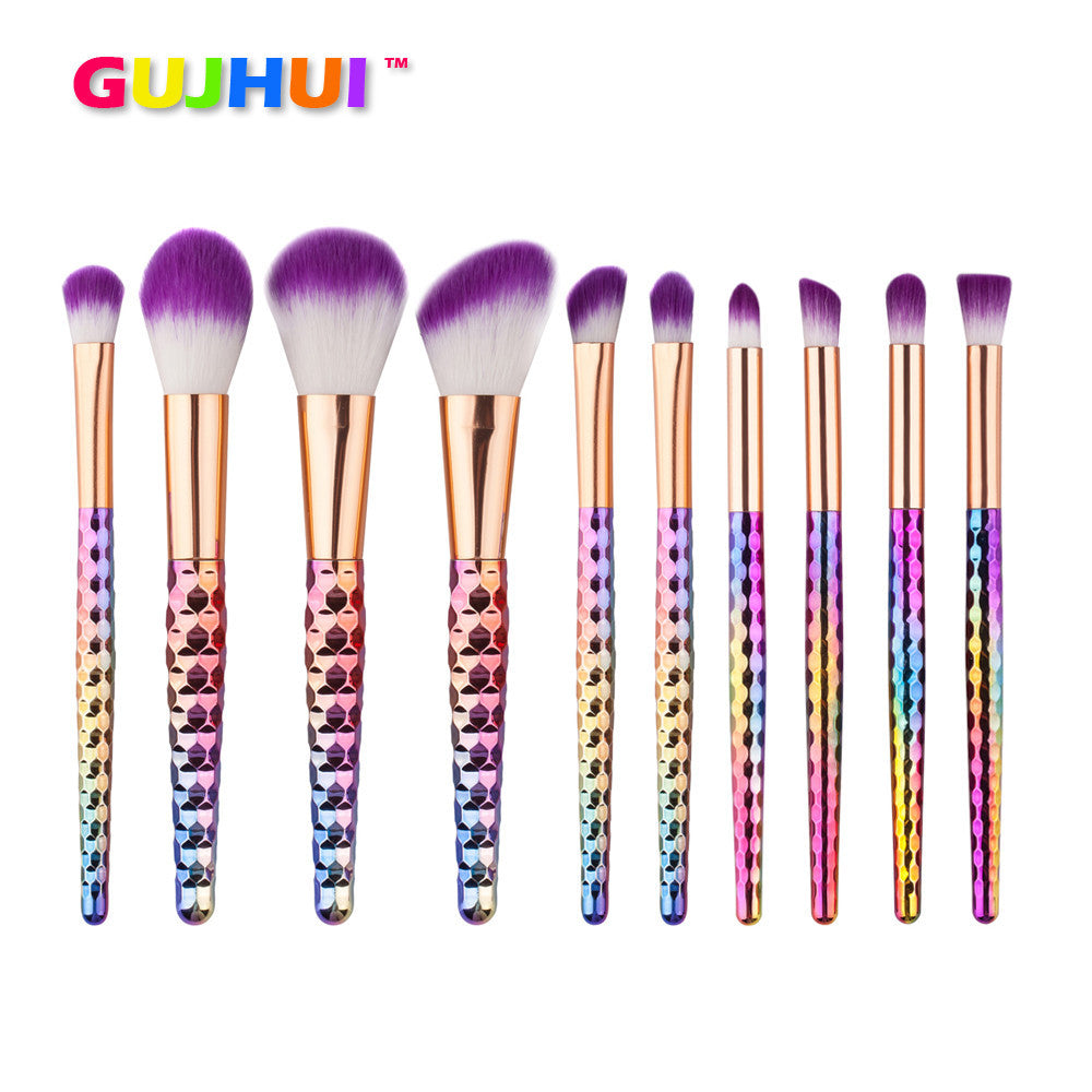 10pc Make Up Foundation Eyebrow Eyeliner Blush Cosmetic Concealer Brushes Professional Foundation Powder Brush Kit Set EF8