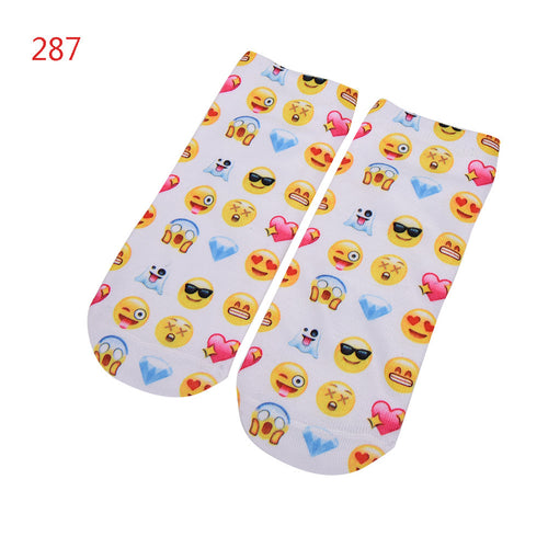 3D socks Harajuku Style Print women Socks Casual Low Cut Ankle Socks emoji print socks EF8