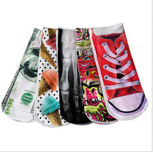 5 Styles 3D Multi Pattern Printed Low Cut Women Ankle Socks Femal Women Accessories EF8