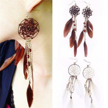 Bohemia Feather Beads Long Design Dream Catcher Earrings for Women Jewelry EF8