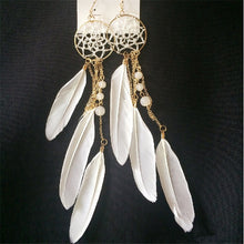Bohemia Feather Beads Long Design Dream Catcher Earrings for Women Jewelry EF8