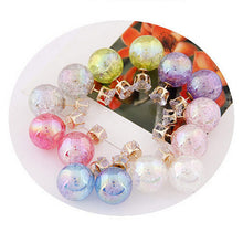 Cute C y Color 2 Side Round Pearl Earings Resin Crystal Ball Ear Studs Big Glass Ball Earring Girl Gift EF8