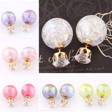 Cute C y Color 2 Side Round Pearl Earings Resin Crystal Ball Ear Studs Big Glass Ball Earring Girl Gift EF8