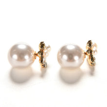 Double Pearl Earring Two Ball Stud Earrings For Women Girls Crystal Jewelry EF8