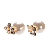 Double Pearl Earring Two Ball Stud Earrings For Women Girls Crystal Jewelry EF8
