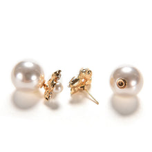 Double Pearl Earring Two Ball Stud Earrings For Women Girls Crystal Jewelry EF8