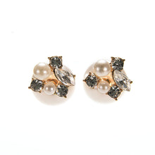 Double Pearl Earring Two Ball Stud Earrings For Women Girls Crystal Jewelry EF8