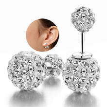 Double Side Earrings For Women Jewelry Crystal Ball Simulated Pearl Jewelry Trendy Stud Earrings EF8