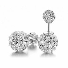Double Side Earrings For Women Jewelry Crystal Ball Simulated Pearl Jewelry Trendy Stud Earrings EF8