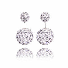 Double Side Earrings For Women Jewelry Crystal Ball Simulated Pearl Jewelry Trendy Stud Earrings EF8