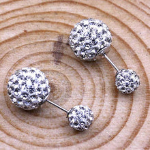 Double Side Earrings For Women Jewelry Crystal Ball Simulated Pearl Jewelry Trendy Stud Earrings EF8