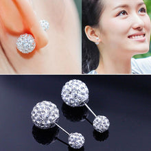 Double Side Earrings For Women Jewelry Crystal Ball Simulated Pearl Jewelry Trendy Stud Earrings EF8