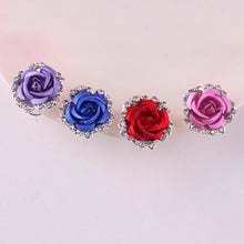 Elegant Charm Women Gold Plated 3 Colors Austrian Crystal Rose Pierced Stud Earrings For Gifts EF8