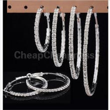 Elegant Round Crystal Beaded Hoop Earrings for Women Silver Hoop Earrings Party Earrings Women  Jewelr EF8