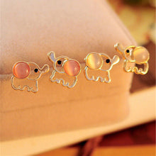 Lovely Cute Women Lady Baby Elephant Opal stud earrings Statement earrings for party EF8