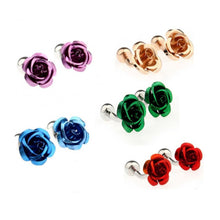 Red Purple Blue Silver Gold Green Rose Flower Cufflink Cuff Link EF8