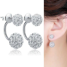 Screw Back Double-Side Full Siny Crystal Stud Earrings Women Silver Crystal Earrings Women Ear Jewelry EF8