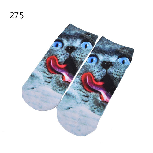 Girls 3D Print Animal Cat Dog P a Women Socks Casual Cartoon Socks Low Cut Ankle Socks 10 Pattern EF8