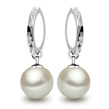 Girls Elegant Silver Pearls Pendant Ear Silver Plated Earrings Jewelry  EF8