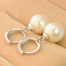 Girls Elegant Silver Pearls Pendant Ear Silver Plated Earrings Jewelry  EF8