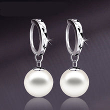 Girls Elegant Silver Pearls Pendant Ear Silver Plated Earrings Jewelry  EF8