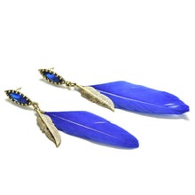 Leaf Feather Drop Earrings Vintage Crystal Bronze Leaf Long Earrings EF8