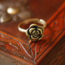 Adjustable Size  Gift Rose Bronze Sweet Elegant Style Beautiful Ancient Personality Flower Rings EF8
