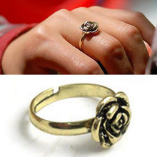 Adjustable Size  Gift Rose Bronze Sweet Elegant Style Beautiful Ancient Personality Flower Rings EF8