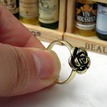 Adjustable Size  Gift Rose Bronze Sweet Elegant Style Beautiful Ancient Personality Flower Rings EF8