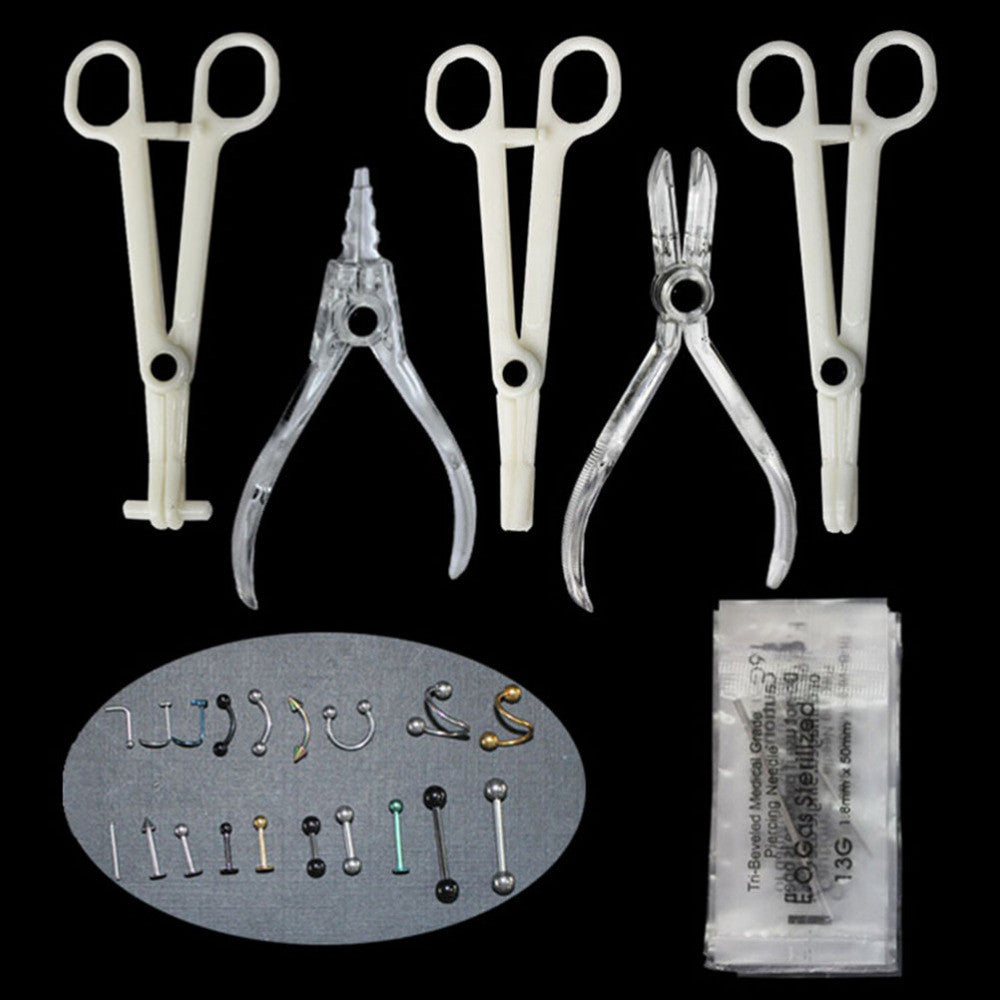 Professional Piercing Tool Kit Ear Body Piercing Jewelry Kit Sterile Belly Body Ring Needle Sets Cartilage Tools EF8