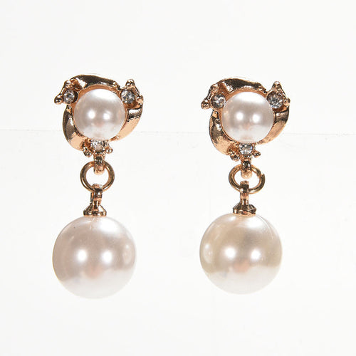imitation pearl earrings women double created simulated pearl ear stud earrings for women  EF8