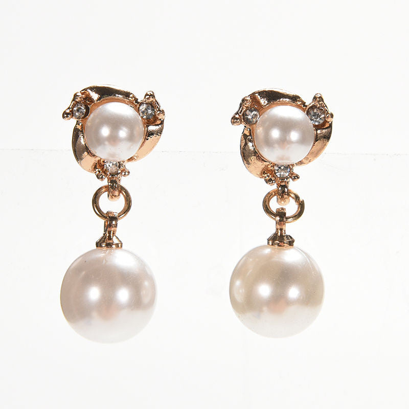imitation pearl earrings women double created simulated pearl ear stud earrings for women  EF8